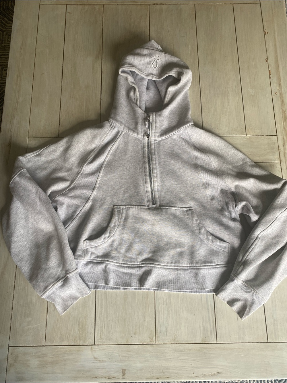 Lululemon Heather Gray Hooded Cropped Sweatshirt Medium Large